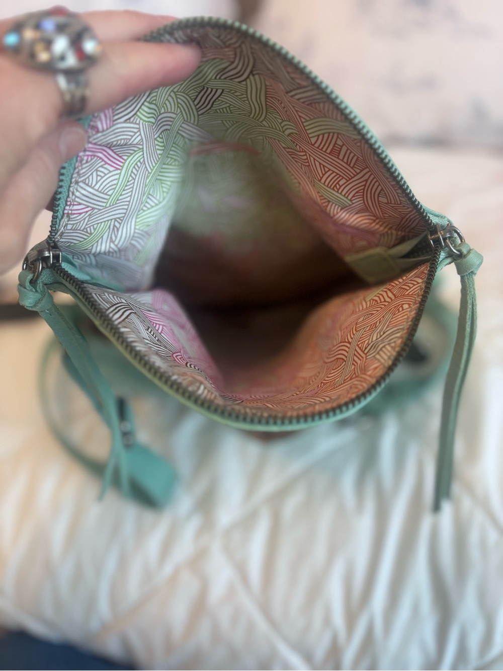 The Sak Mint Green Leather Crossbody with Tassel and Stud Accents - Picture 9 of 16